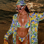 Lemon Flower Print Bikini Set