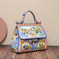 Majolica Print Top Handle Bag