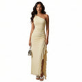Knitted Mesh One-Shoulder Dress