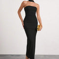 Off-Shoulder Halter Maxi Dress
