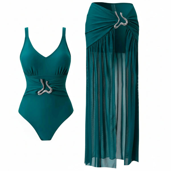 One-Piece & Mesh Maxi Skirt Set