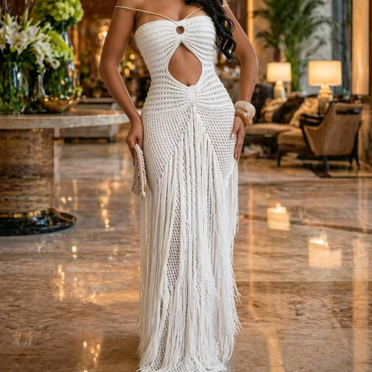 Crochet Strapless Maxi Dress