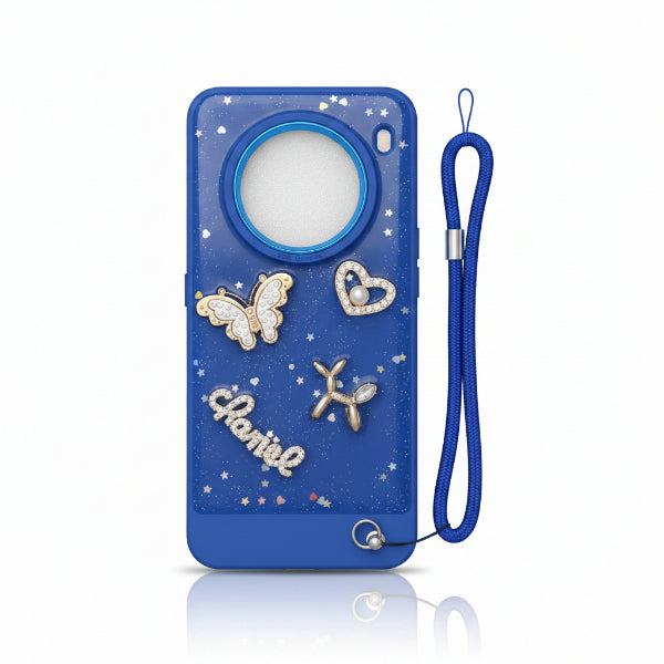 Blue Case with Sparkling Butterfly