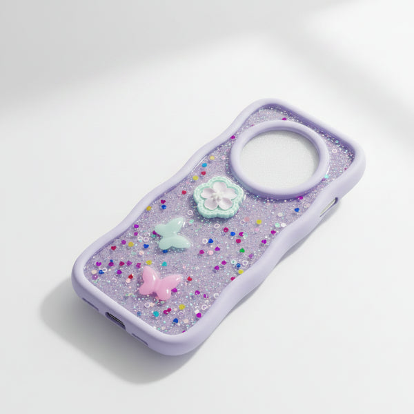 3D Butterfly & Flower Charm Case