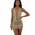 Backless Knit Halter Mini Dress