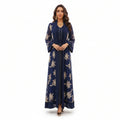 Palm Tree Embroidered Organza Kaftan Set