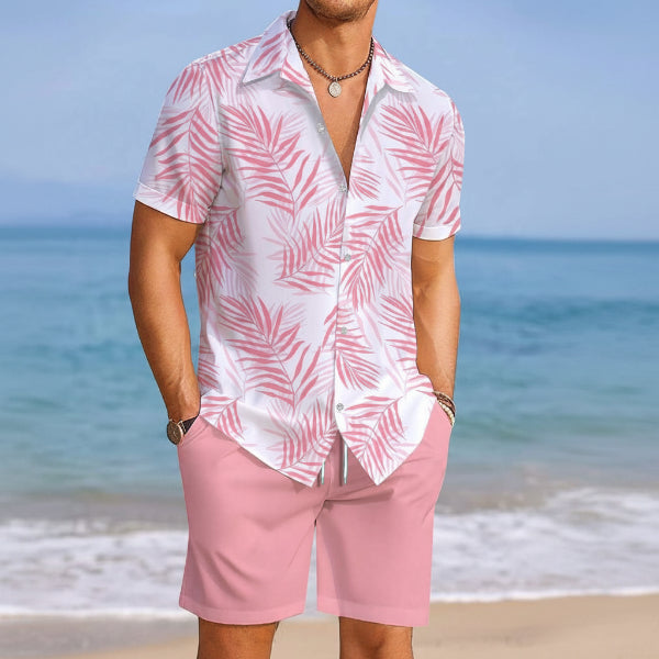 White Button-Down & Pink Shorts Set