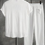 Beige Polo & Wide-Leg Trousers