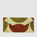 Patterned clutch bag on a light gray background