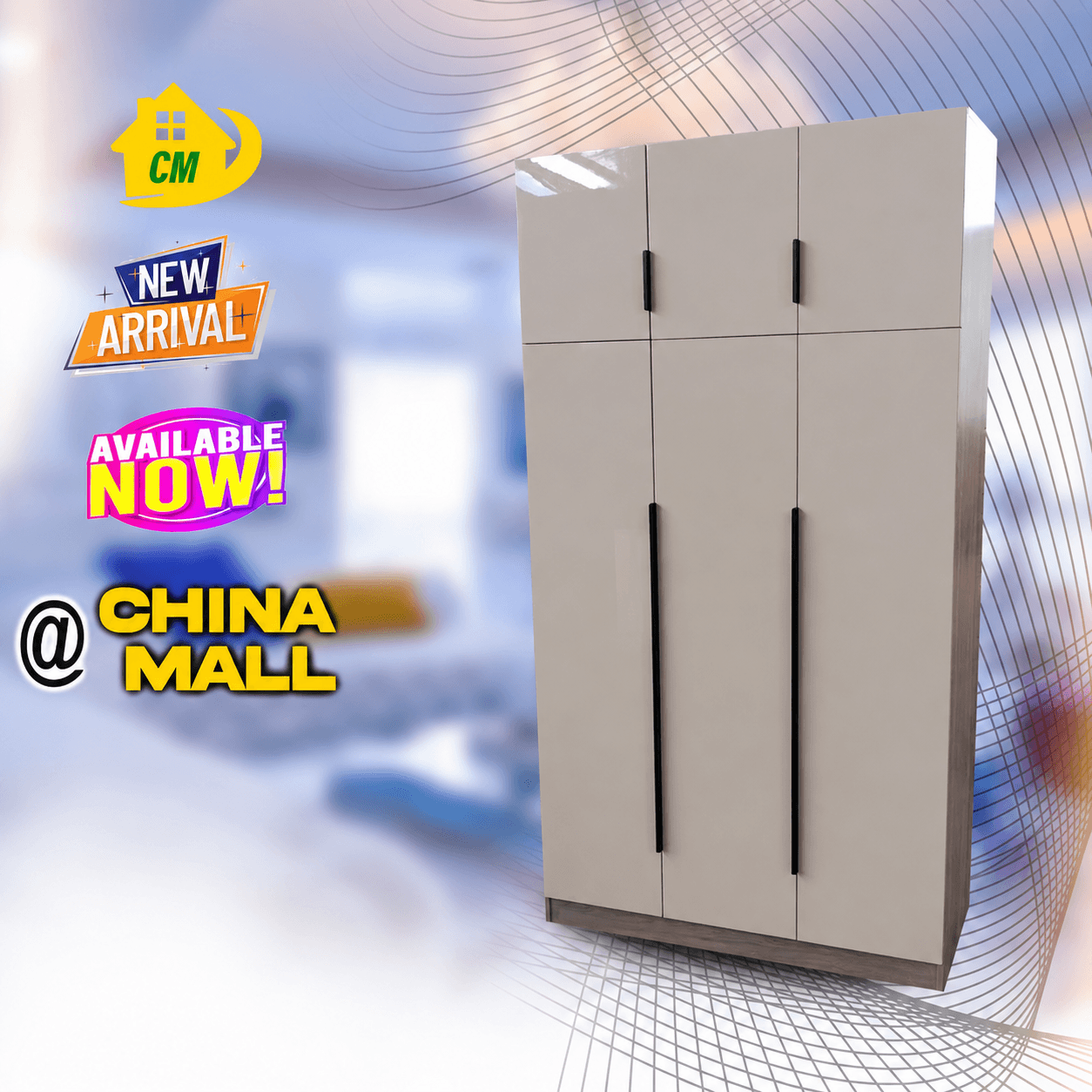 Modern White 3-Door Engineered Wood Wardrobe
