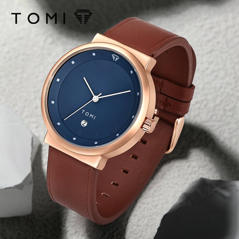 Gold Watch with Blue Dial