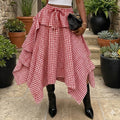 High-Waist Plaid Handkerchief Skirt