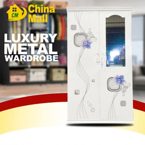 Modern White Printed Metal Wardrobe