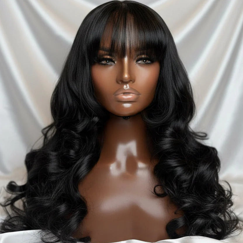 Natural Lace Front Wig with Bangs