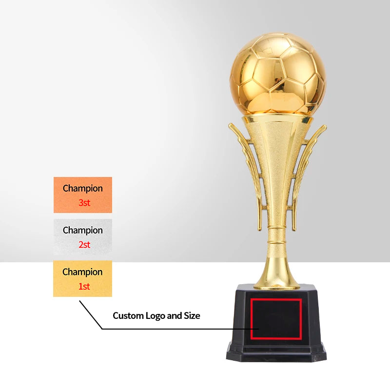 Golden soccer trophy