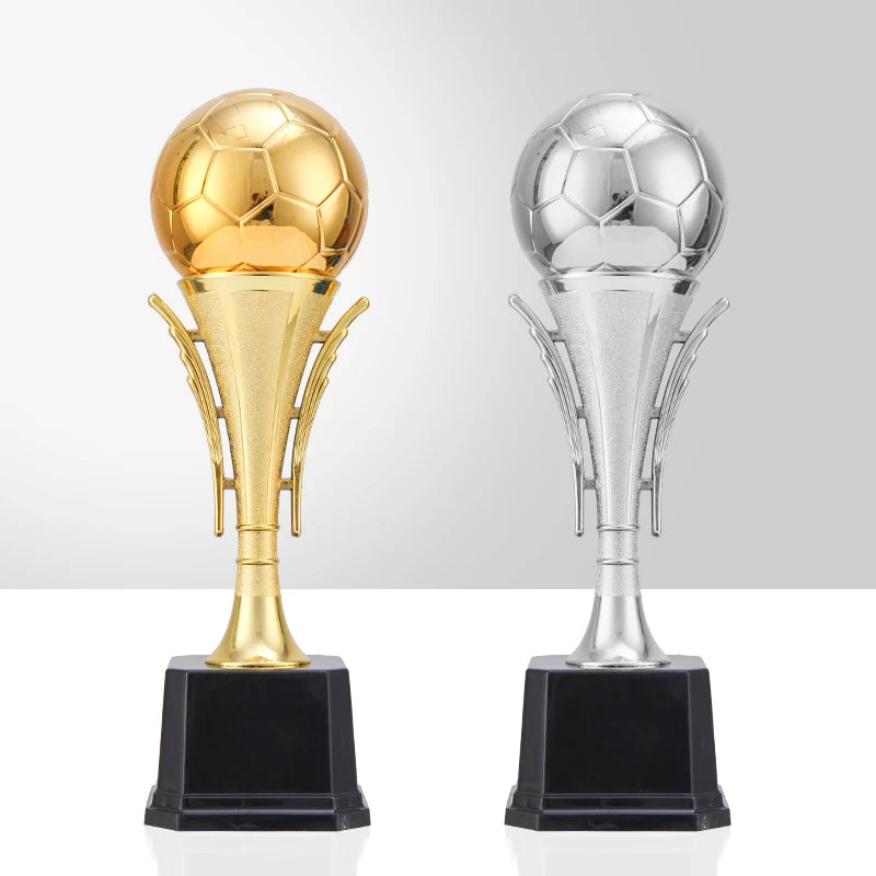 Golden soccer trophy