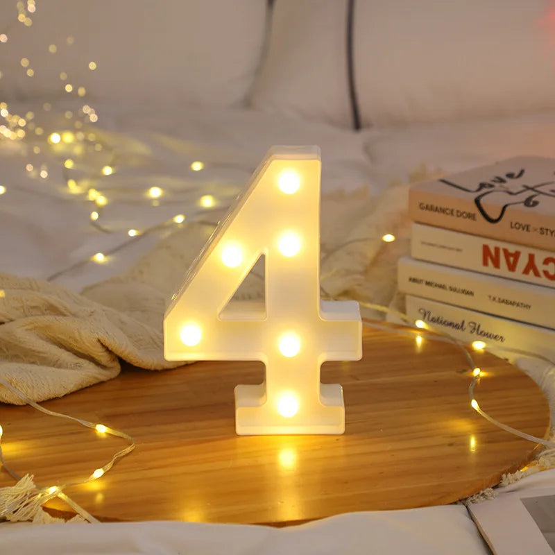 White Light-Up Marquee Numbers