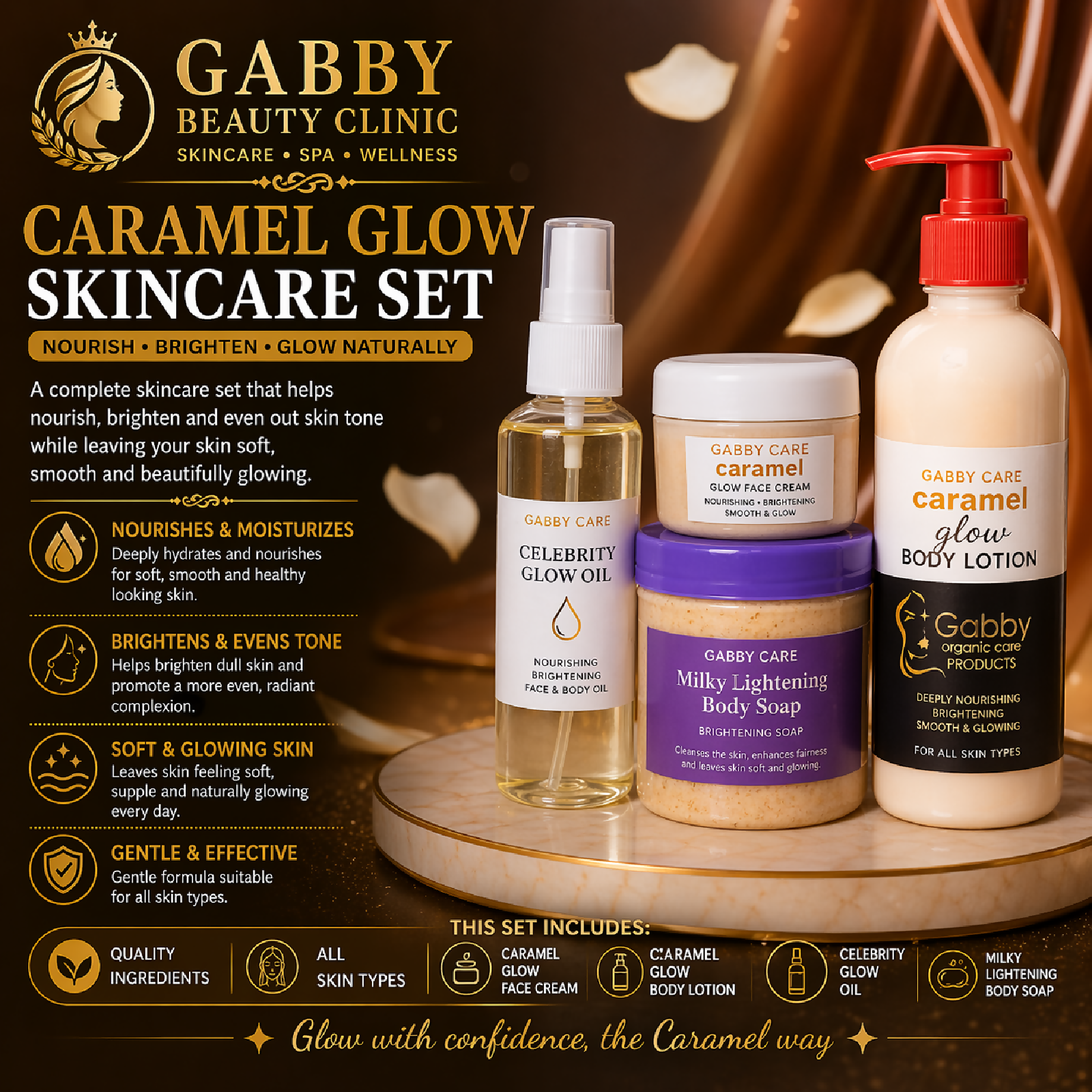 Gabby Beauty Clinic Caramel Glow Skincare Set