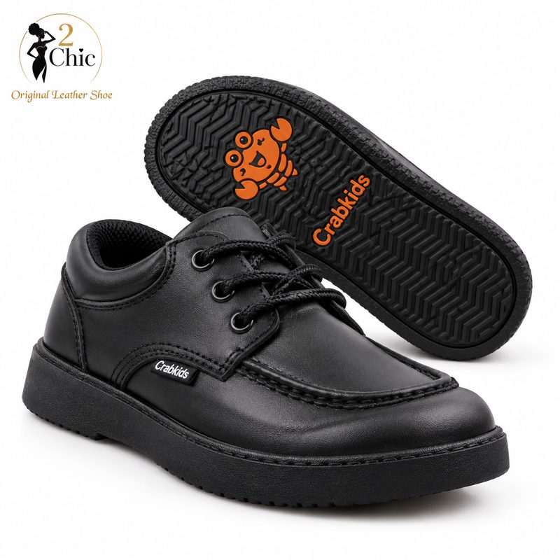 Black Lace-Up School Shoes
